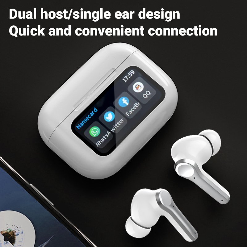 Wireless Earphone Charging Case with LED Touch Screen ANC Noise Reduction 3D Surround Sound Headphones TWS Bluetooth Earphones