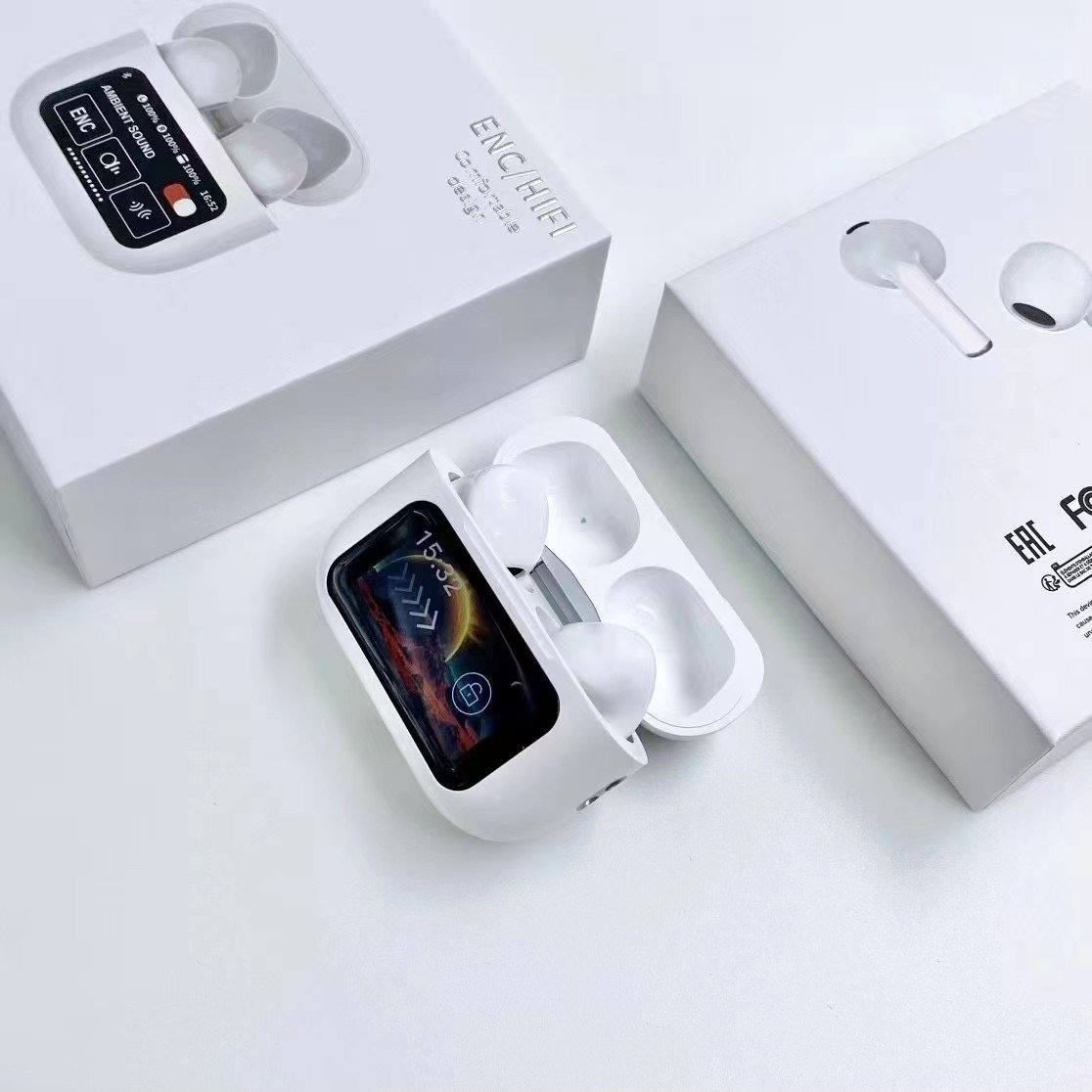 A9 Pro Earbud in-ear Smart Touch Screen ENC Noise Cancellation 5.4 Wireless Earphones A10 A11 Pro TWS Earbuds