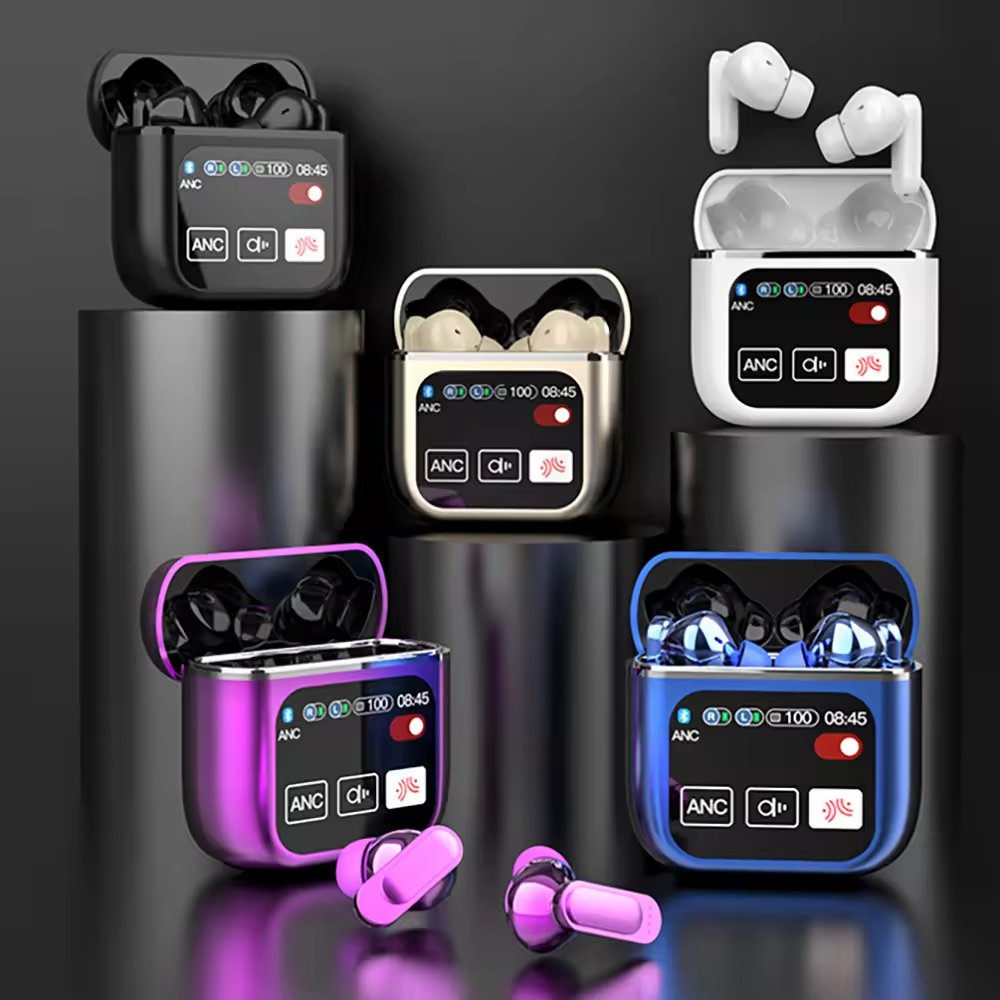 New Product SE60 LCD Touch Screen Earphone TWS Earphones ANC ENC Wireless Earbuds with Touch Control Screen