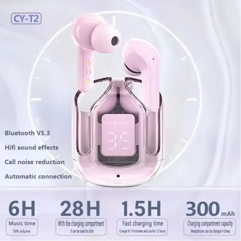 Cheap Price Transparent Earphones TWS Noise Cancelling Wireless Earphone In-ear Sport Headset