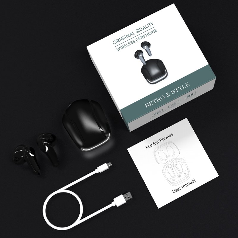 Hot Sale F69 TWS Gaming Earbuds Low Latency TWS BT 5.2 Earphone with Mic Game Headphones Wireless Headset