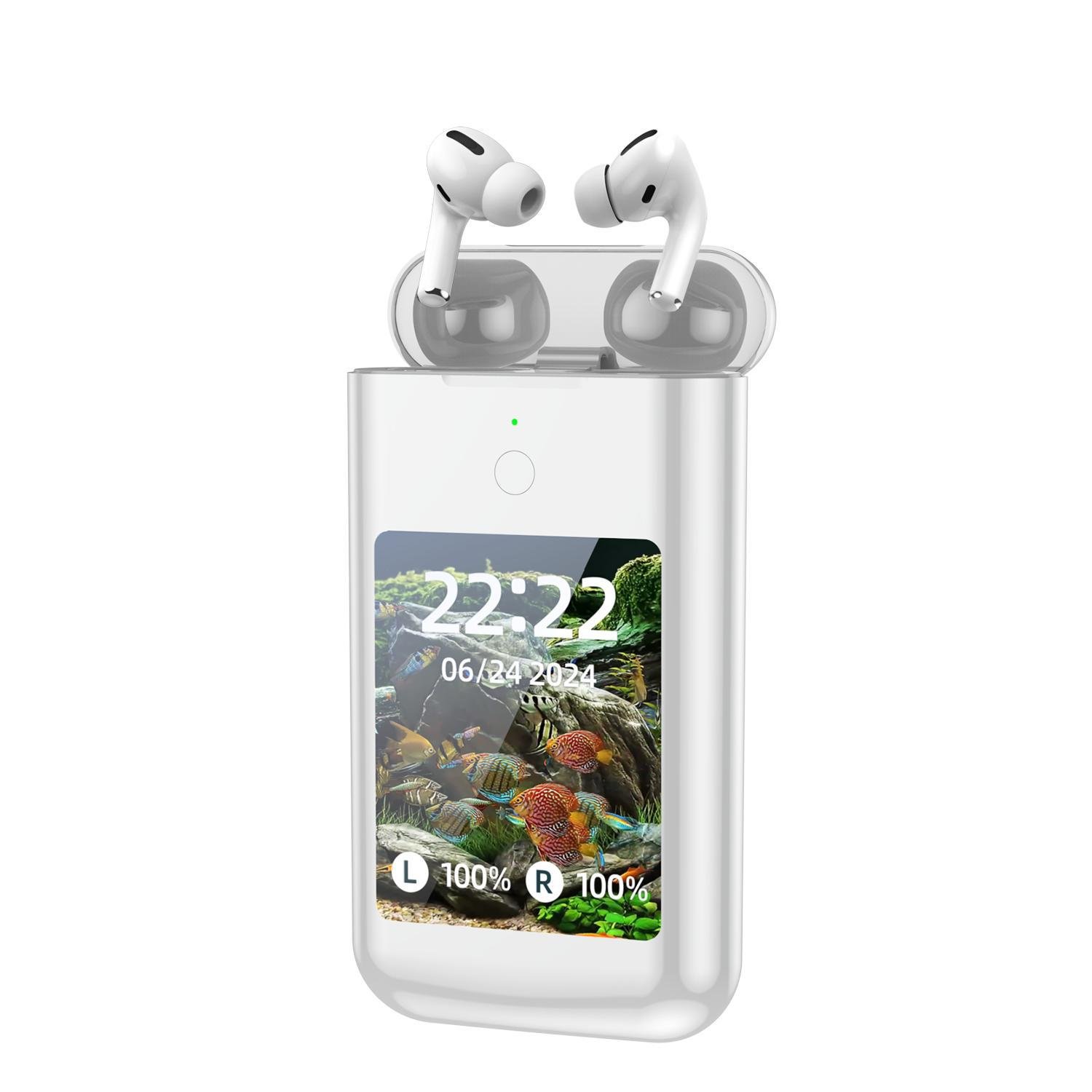 Gaming Headphones Tf20 Box With 2.8 Inch Touch Screen 8000mah Power Bank Anc Enc Noise Cancelling Tws Earbuds Tf20