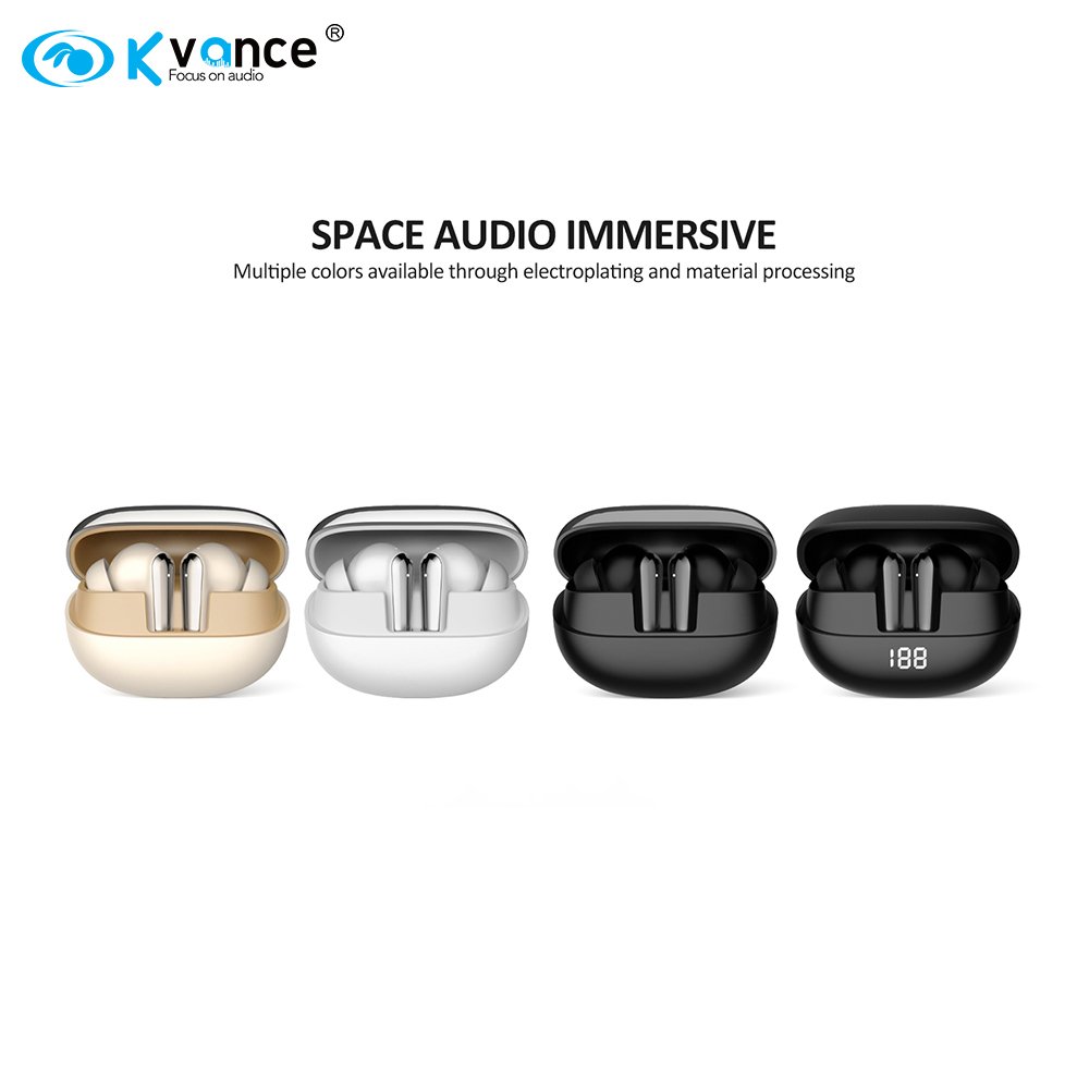 Kvance newest gaming earbuds low latency tws earphone fast charging led display wireless noise cancelling tws earphones