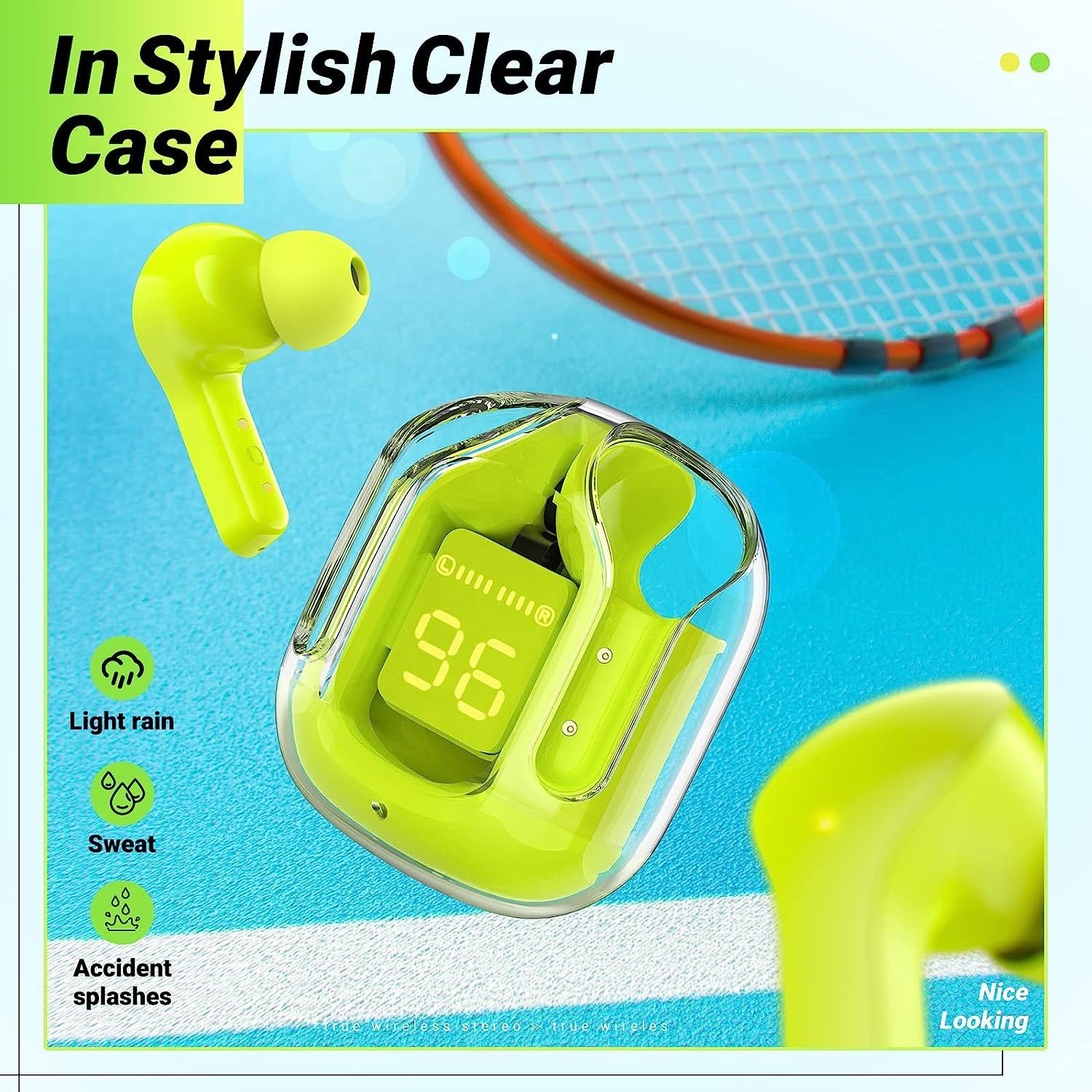 Transparent crystal case wireless tws t6 air31 air 31 t8 in ear gaming noise cancelling earbuds earphone headphones transparent