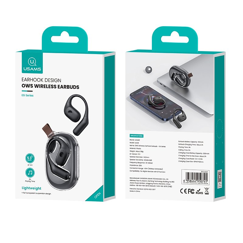 USAMS New Arrival Open-ear Headphones Sports Game Earphone OWS Wireless Earhook Earbuds Bluetooth 5.3