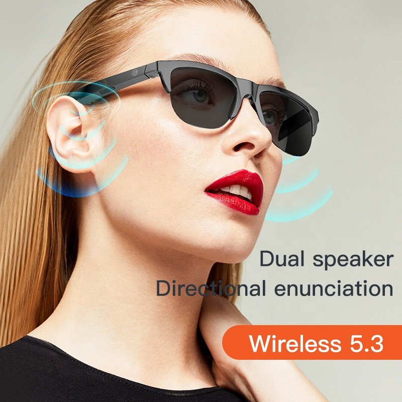 Wireless Bluetooth 5.3 UV Resistance HiFi Sun Glasses Headphone Voice Call Bone Conduction Sunglasses Earphone