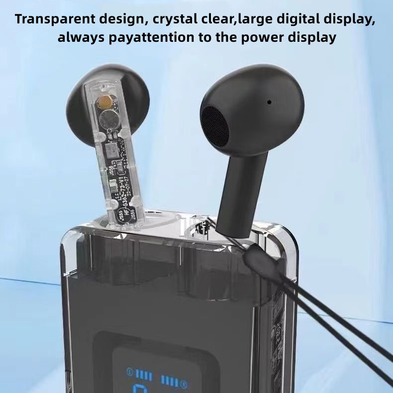 transparent digital display Hifi Sound TWS Earbuds Wireless Stereo Headphones 5.3 Noise Cancelling Earphones