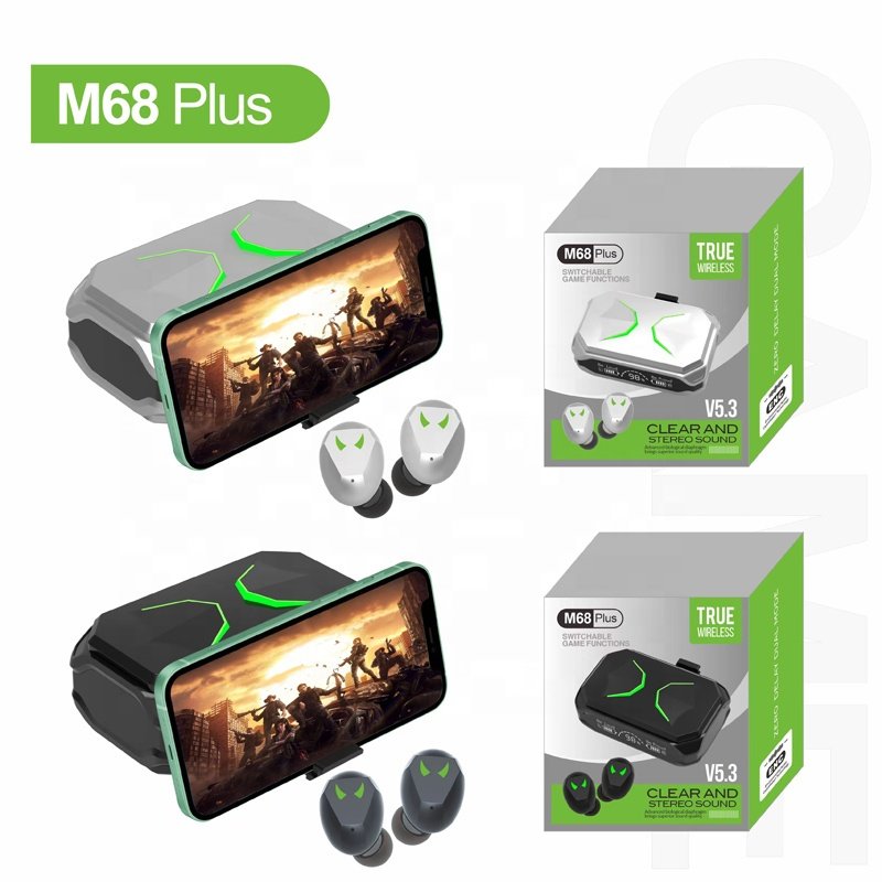M68 Plus TWS Earbuds 2023 BT 5.3 HiFi Stereo Sound LED Digital Display Sports Gaming In-ear Wireless Earphones M68