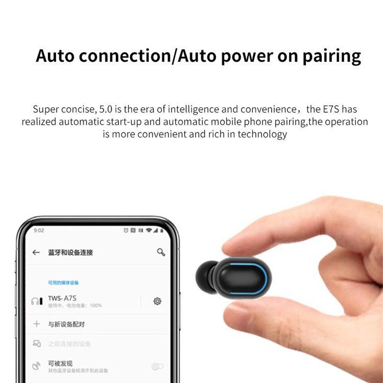 E7S True Wireless Earbuds TWS BT5.0 Waterproof Headsets Earphone For iPhone Huawei Samsung Xiaomi Redmi Airdots