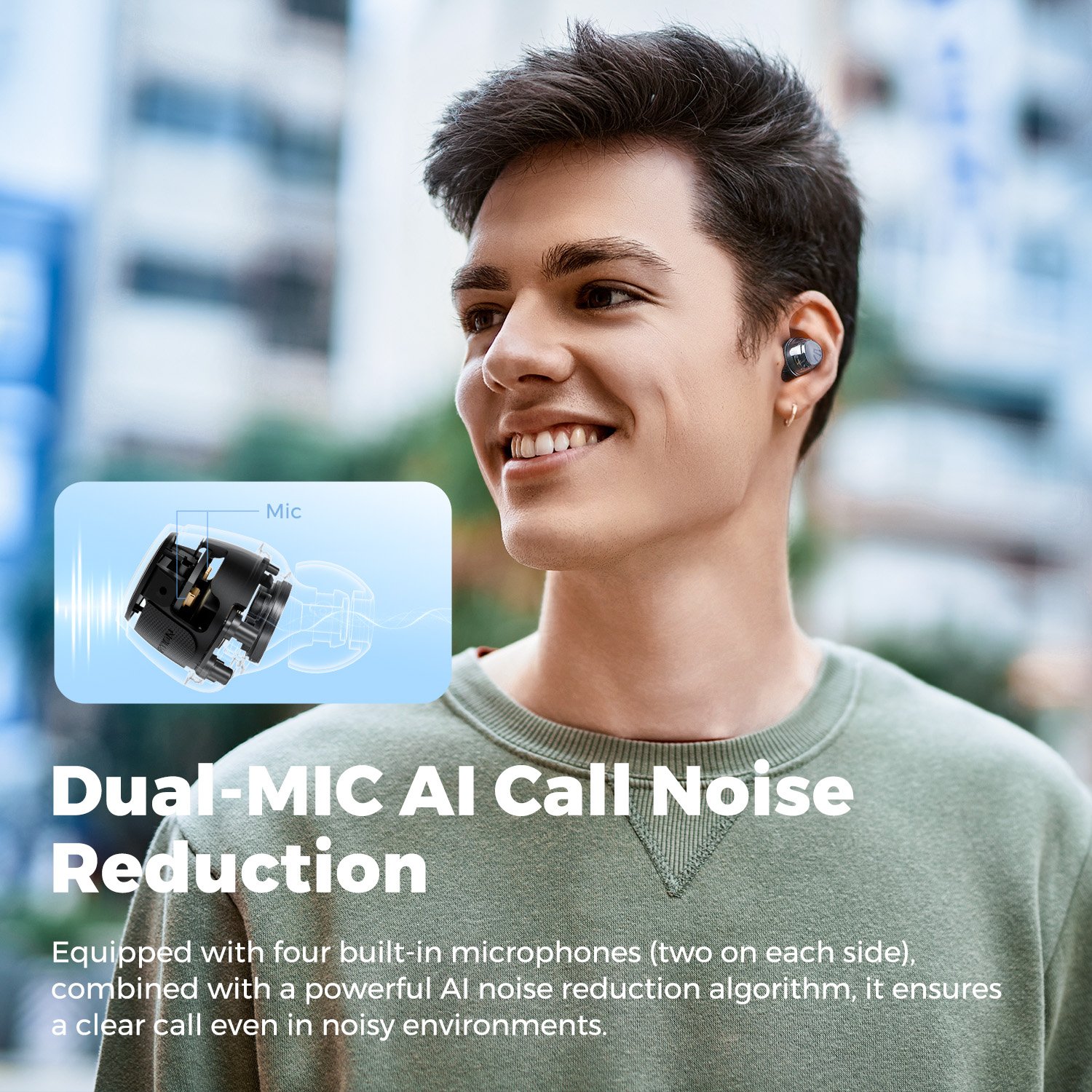 SoundPEATS Clear Dot noise cancelling tws earphones in ear excellent wearing stability earphones & headphones with earplugs