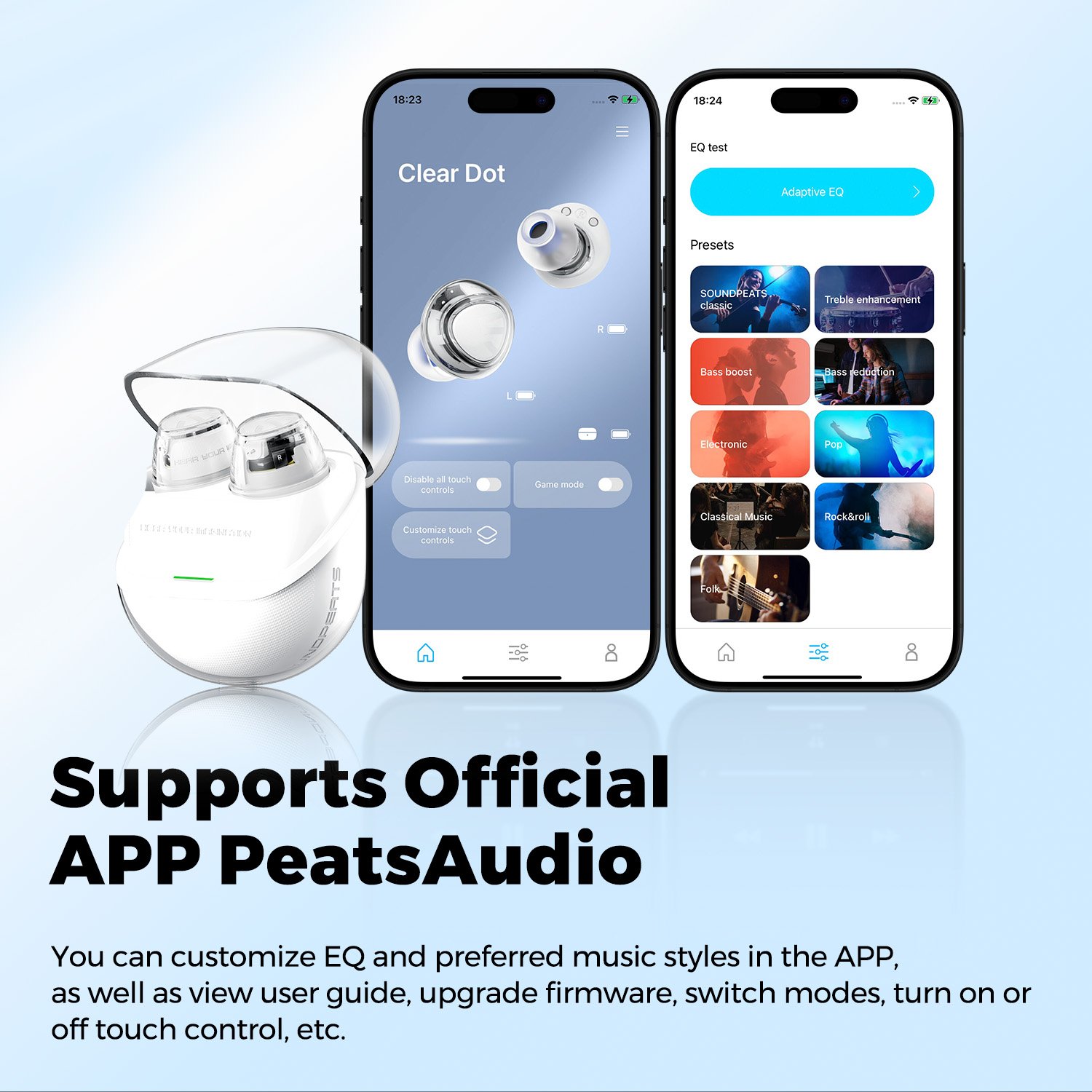 SoundPEATS Clear Dot noise cancelling tws earphones in ear excellent wearing stability earphones & headphones with earplugs