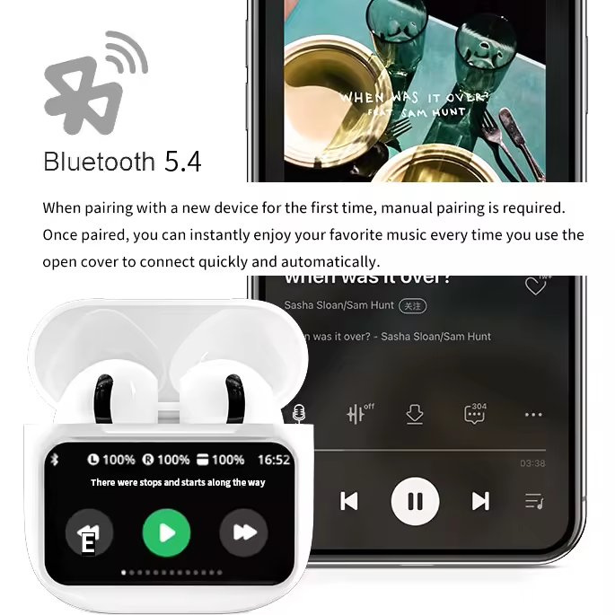 Wireless BT5.4 Headphones with Touch Screen TWS Touch ENC Noise Cancellation Headphone for A11 Pro Earbuds