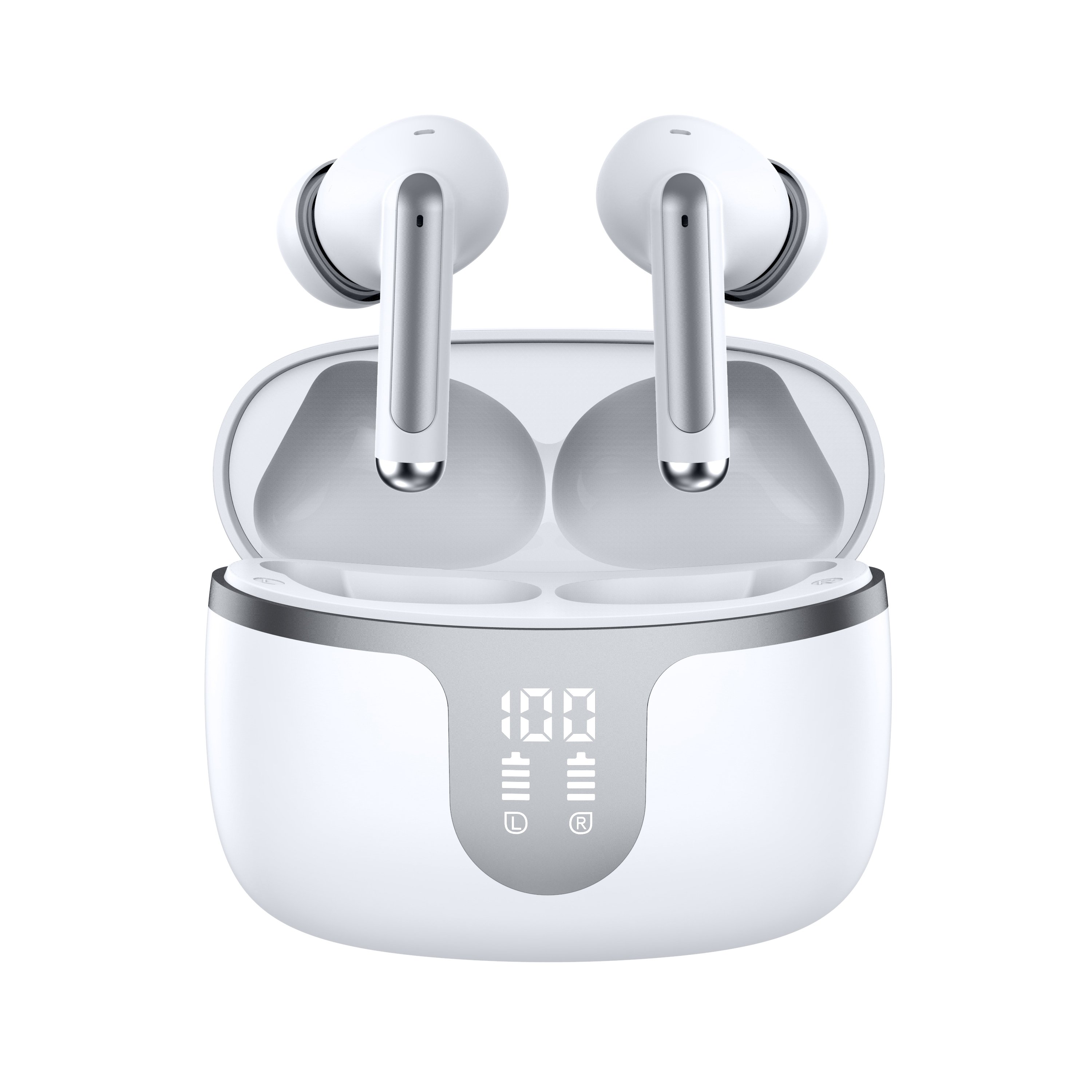 S48 Wireless Earbuds Bluetooth 5.3 Headphone Bass Stereo Ear Buds with Noise Canceling Mic LED Display in Ear Earphone for Phone