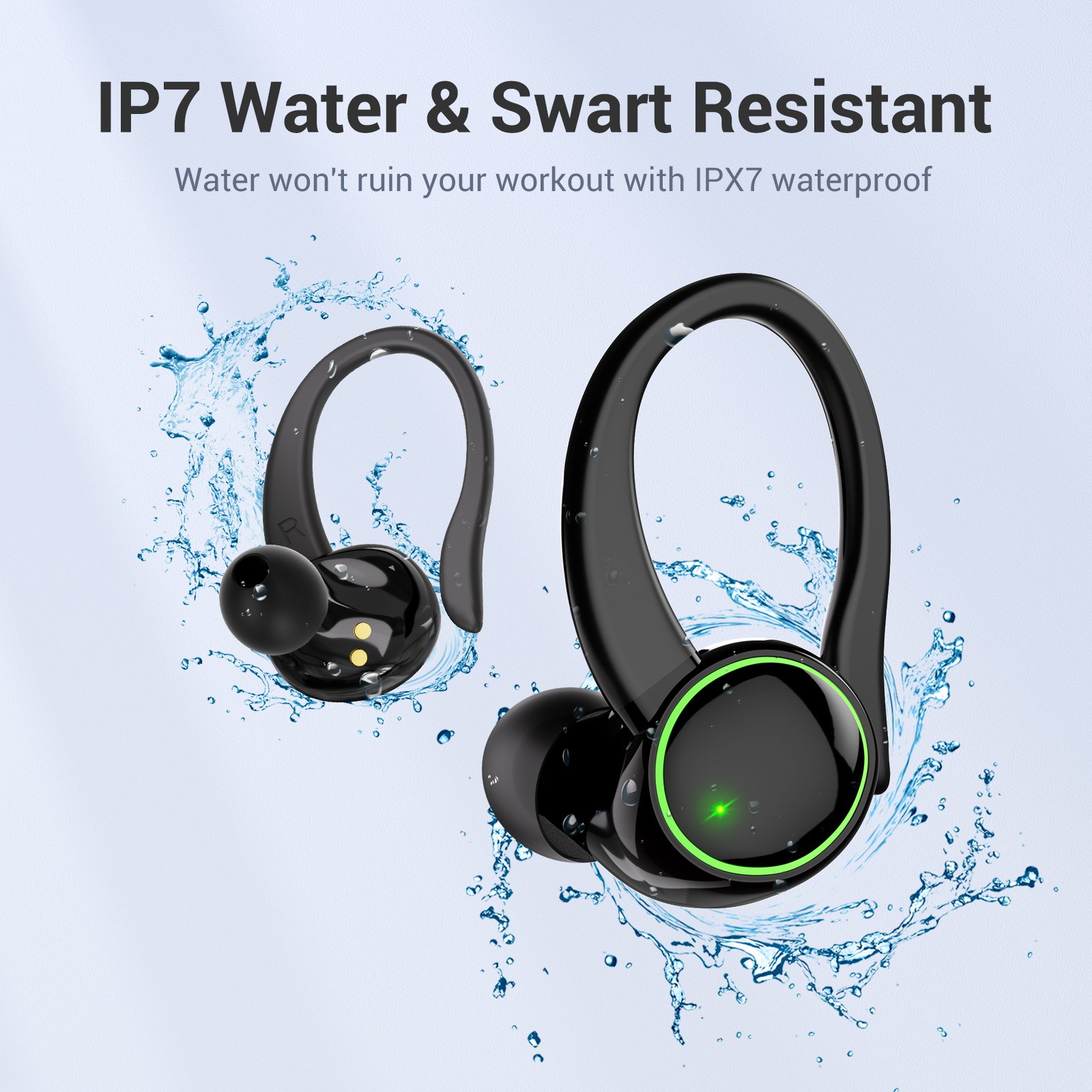 ENC Noise Cancelling double mic tws earphone BT5.3 running earhook sports wireless digital display headphone C16