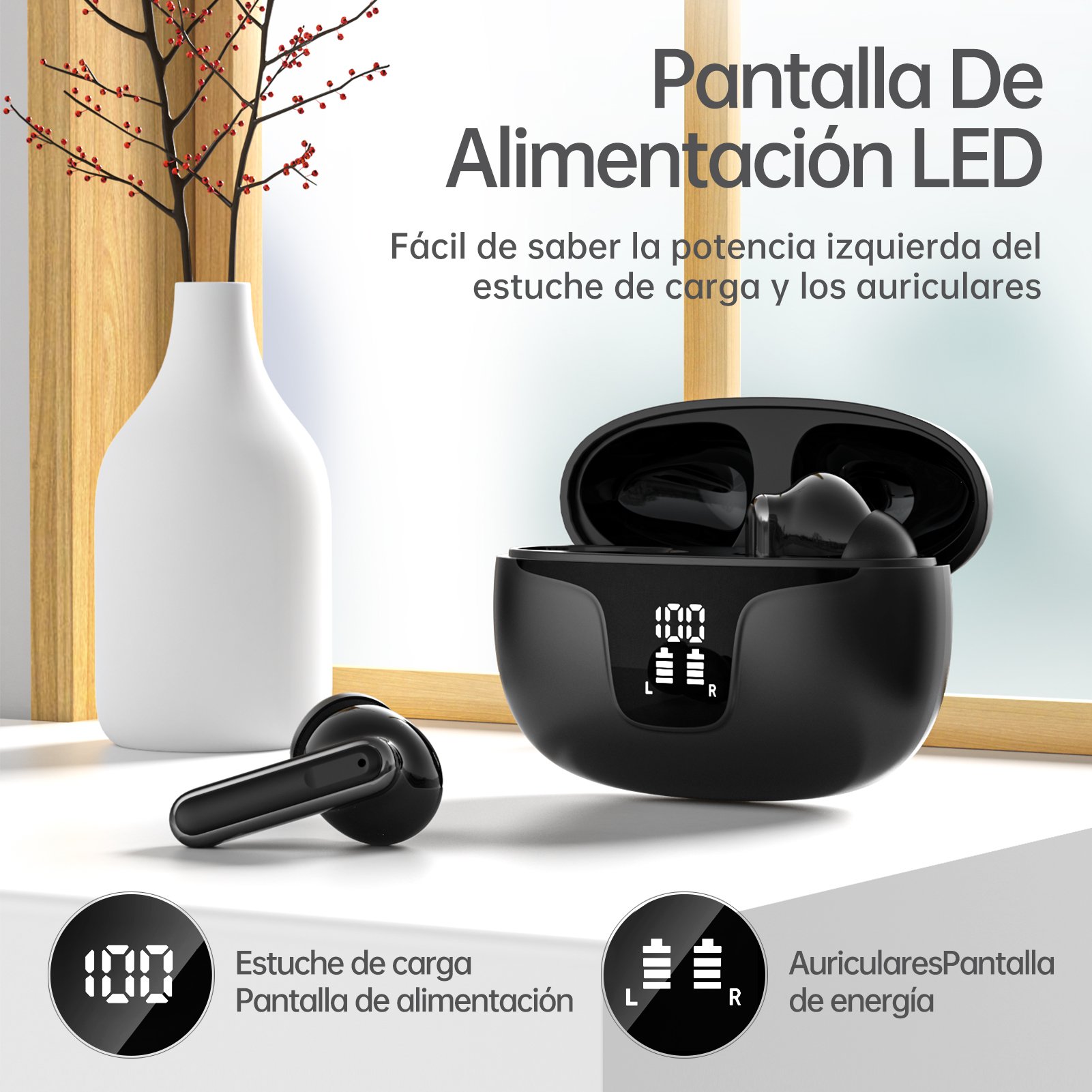 Top Selling Pro TWS Headphone HiFi Stereo Wireless Earbuds Earphone Noise Cancelling Earphones With Led Power Display