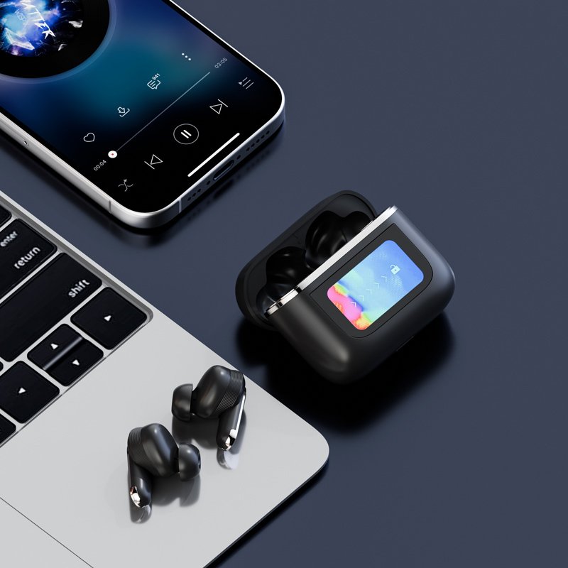 V8 tws earphones headphones Waterproof Digital Display LCD screen Touch Control In Ear Gaming noise cancelling tws earphones