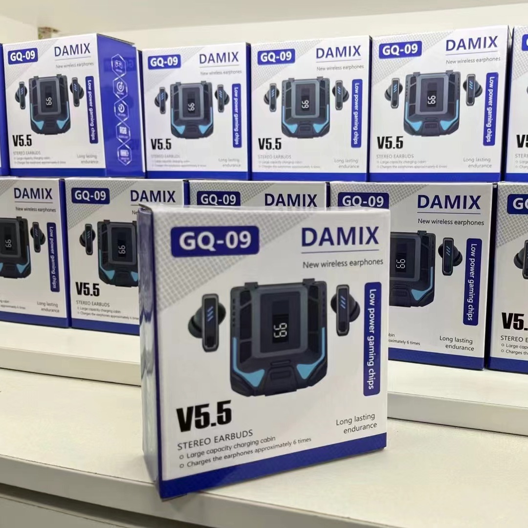 GQ-09 V5.5 Square Cabin Design Holographic Sound Gaming Earbuds with CVC8.0 Noise Reduction and 360 Degree Surround Sound
