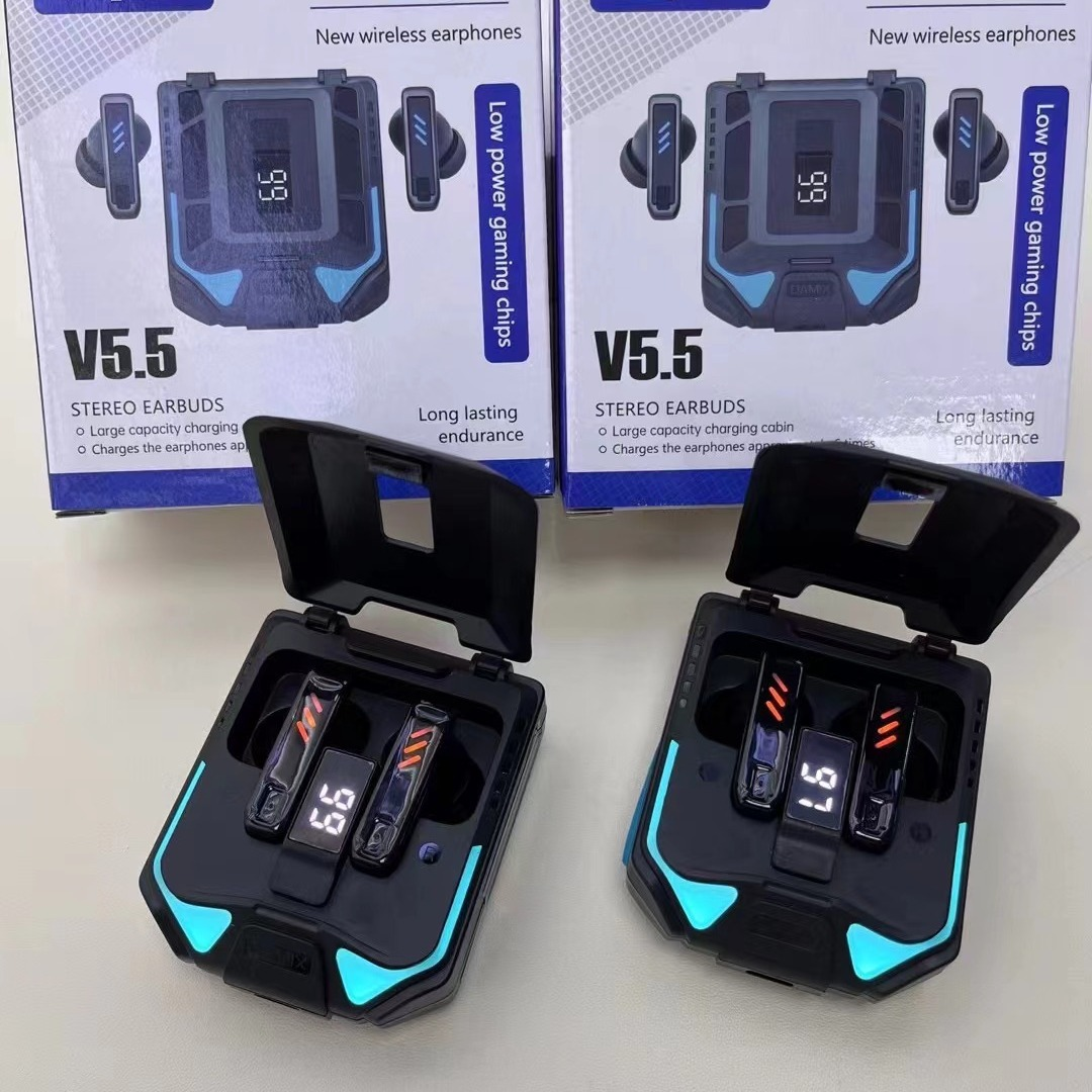 GQ-09 V5.5 Square Cabin Design Holographic Sound Gaming Earbuds with CVC8.0 Noise Reduction and 360 Degree Surround Sound