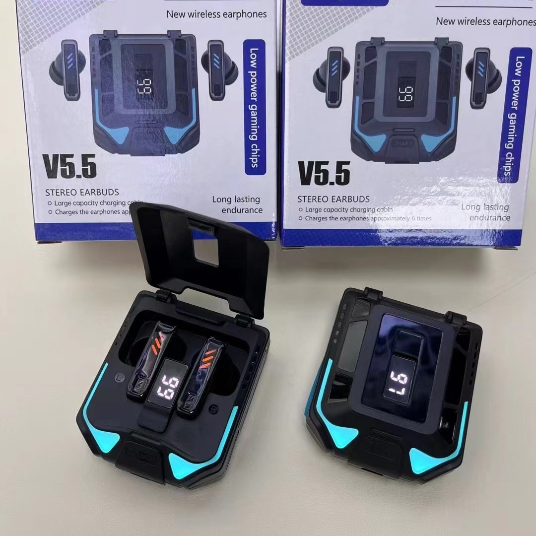 GQ-09 V5.5 Square Cabin Design Holographic Sound Gaming Earbuds with CVC8.0 Noise Reduction and 360 Degree Surround Sound