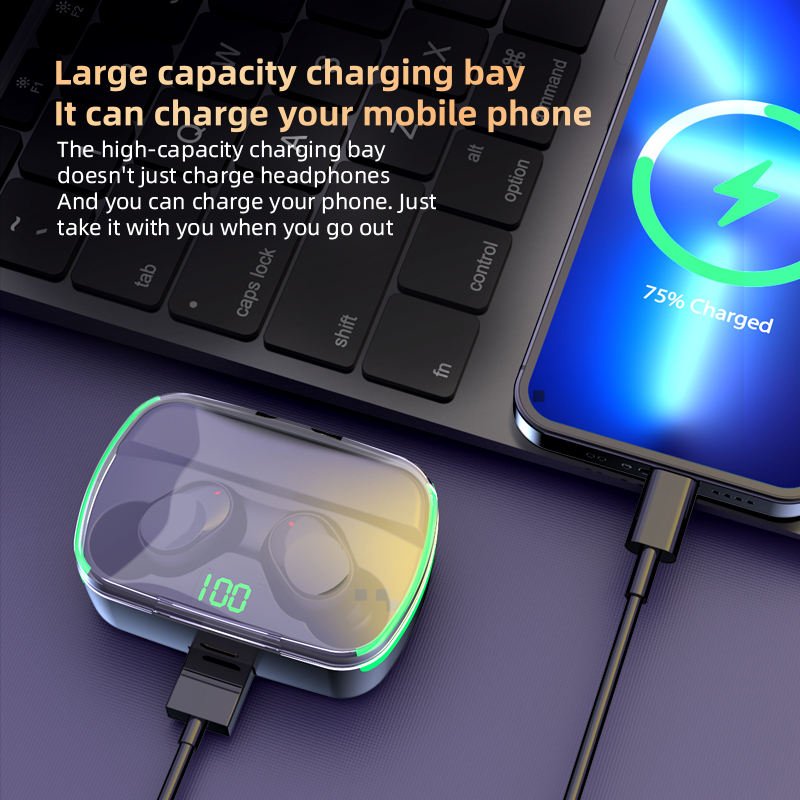 TWS M60 Wireless Earphones TWS BT5.3 auriculares M60 Smart Earbuds Gaming Headphones LED Display Power Bank Headset M60