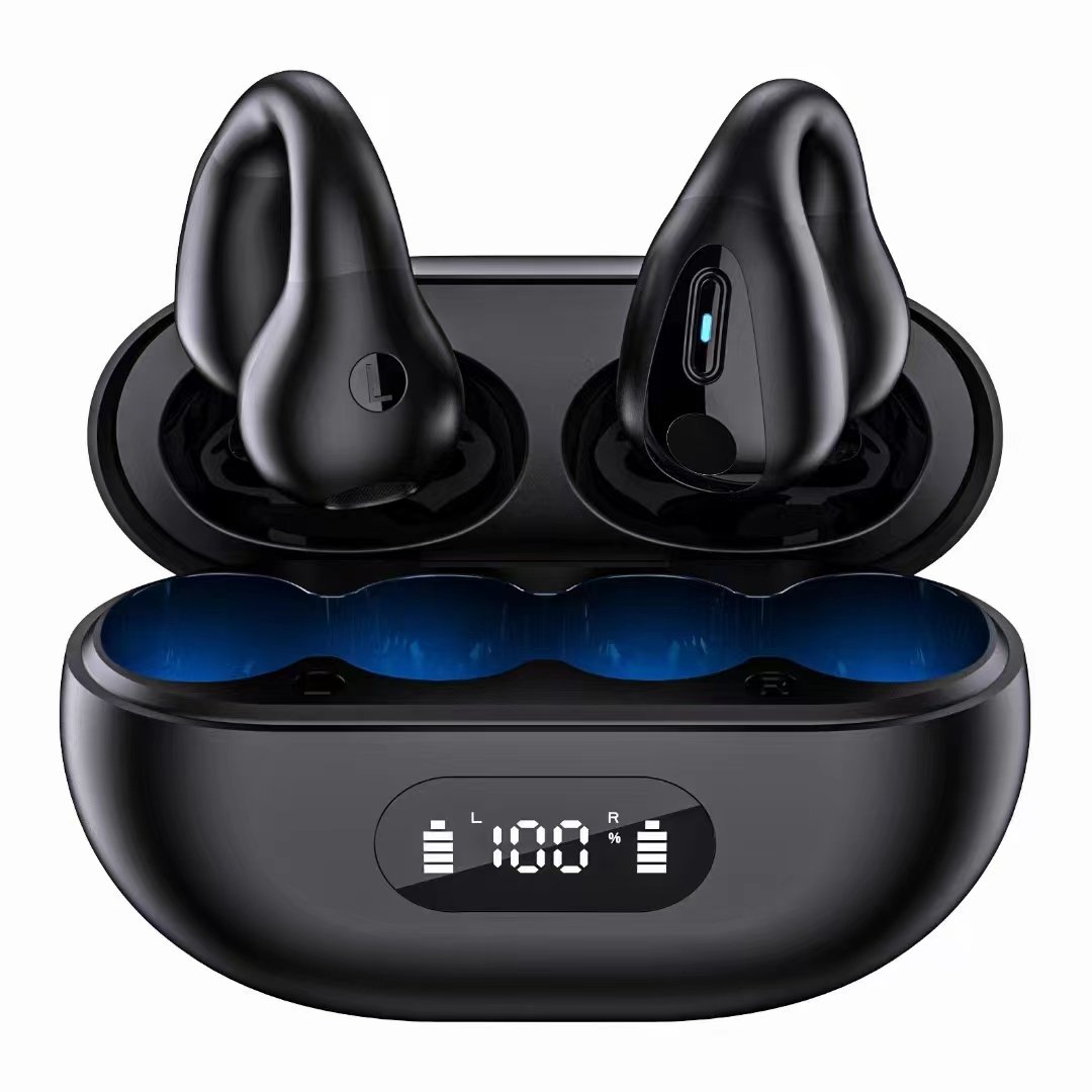 New High Quality Digital Battery Display TWS Wireless HIFI Sound Earphones Mic Sports Earphones Ear Clip on Earbuds