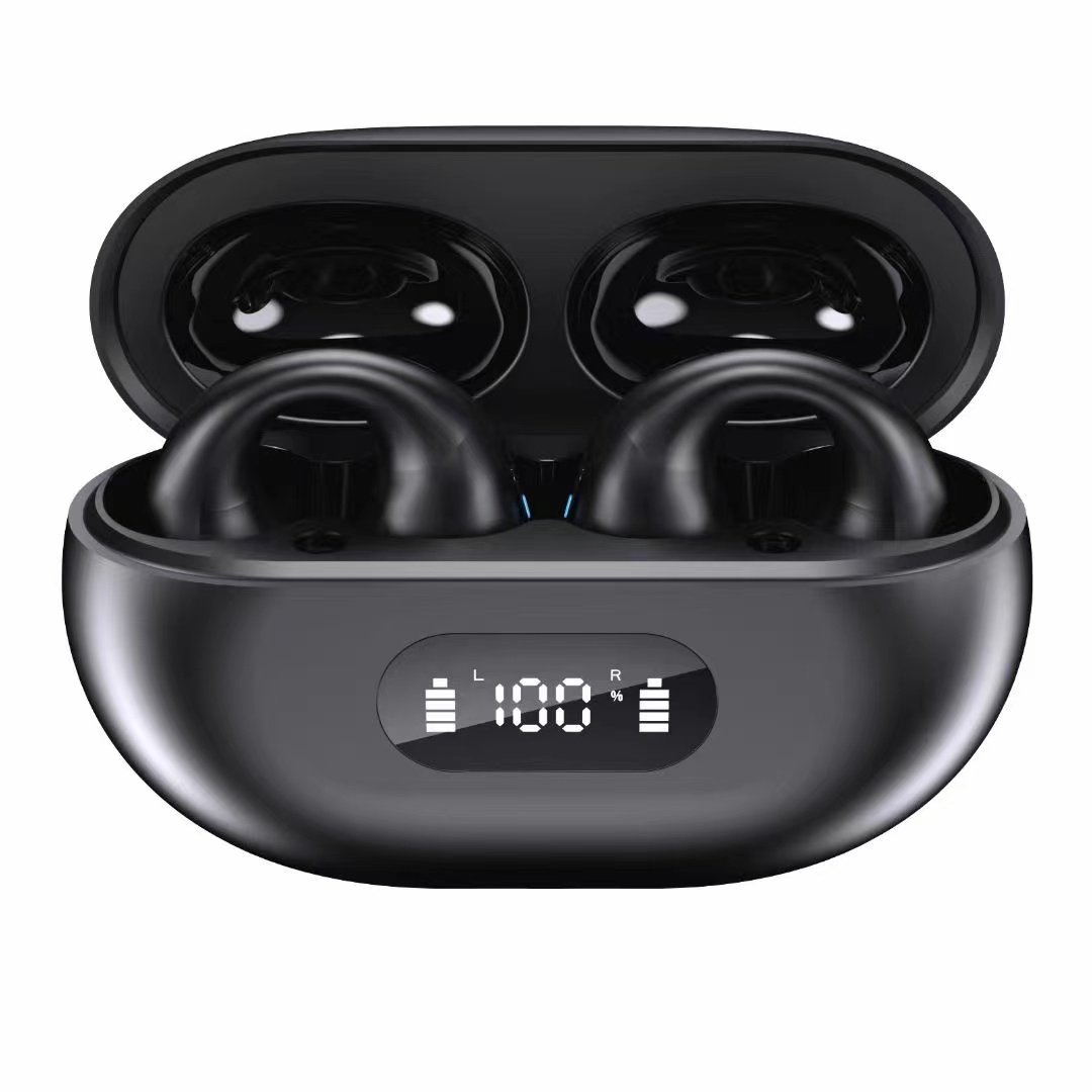 New High Quality Digital Battery Display TWS Wireless HIFI Sound Earphones Mic Sports Earphones Ear Clip on Earbuds