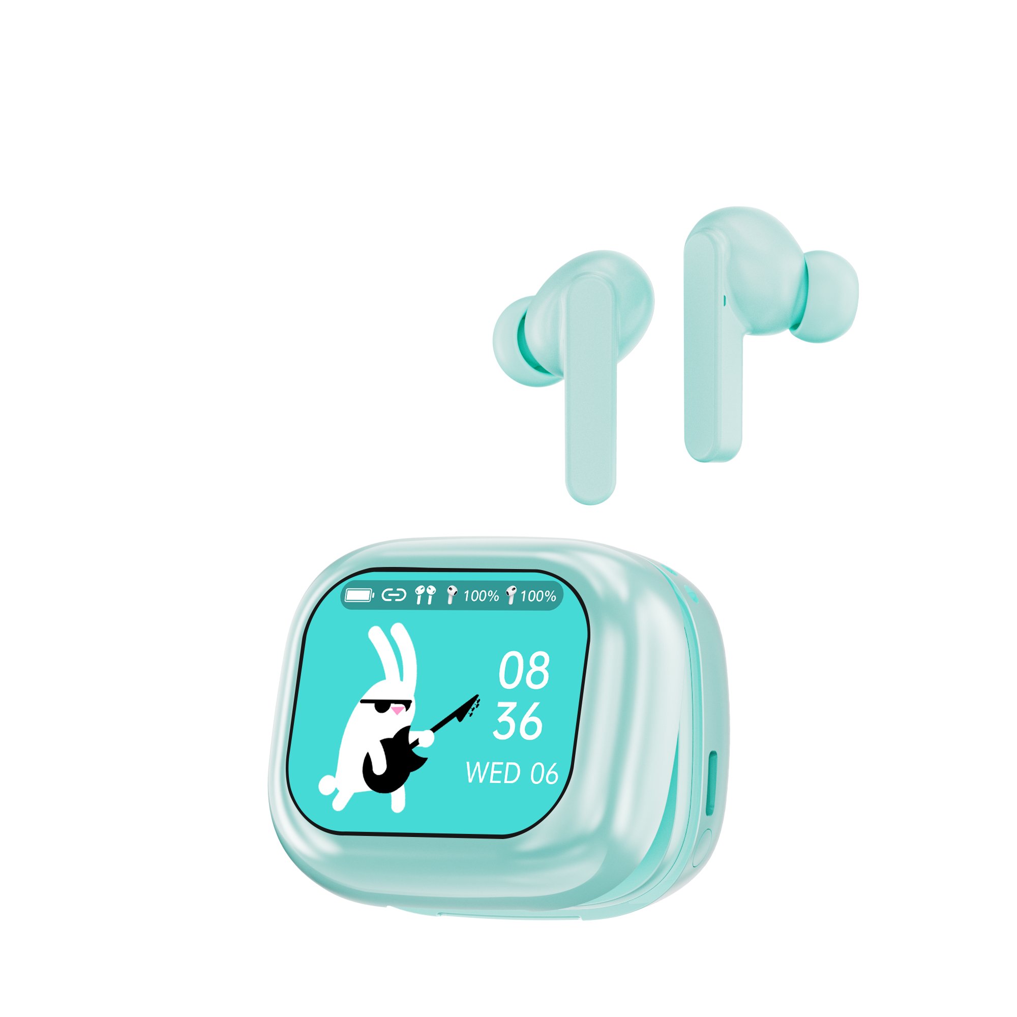 LCD Touch Screen Wireless Earphone Noise Cancelling Tws Earphones True Stereo ANC Wireless WT-7 Headsets