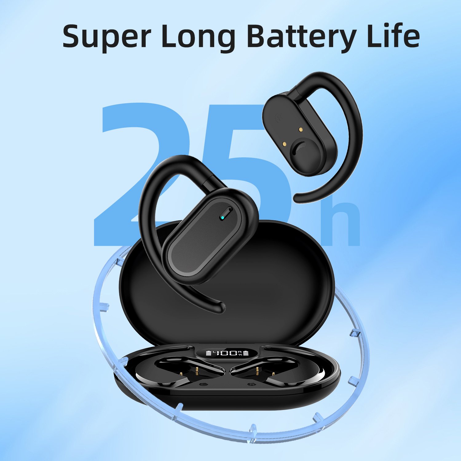 Digital display Tws Wireless Headphones on Ear Stereo Hi-fi Headset Bass with Microphone Noise Cancelling Gaming Sports Earphone