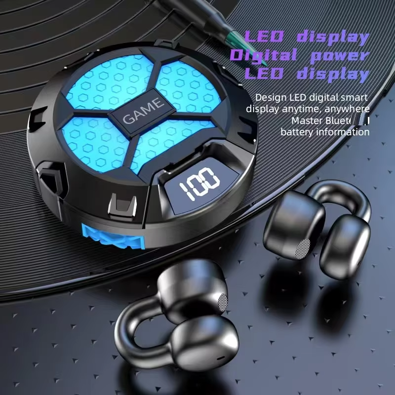 K23 Wireless TWS Gaming Earphones Ear Clip Sports Earbuds with Gaming and Music Dual Modes and Cool Breathing Light