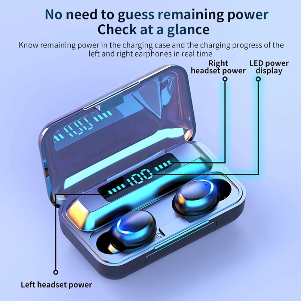 Hot TWS F9-5C Wireless Earphone Earbuds With 2000mah Power Bank Gaming Sport Touch Control Headset Airbuds With Mic