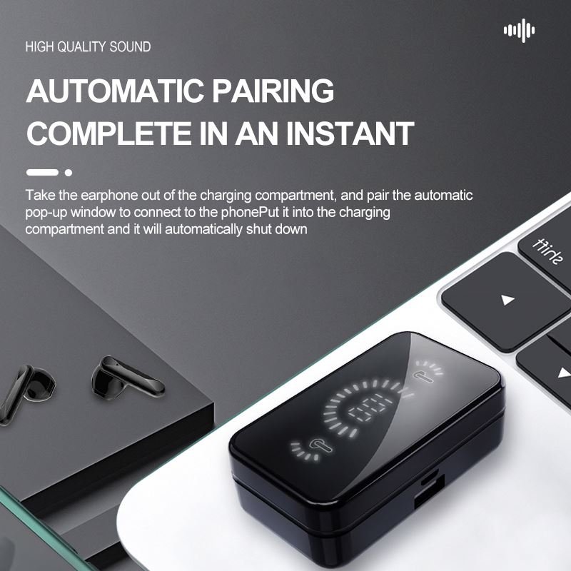 2023 F9 Bt-compatible 5.2 Noise Cancelling Headphone Tws Earphone Wireless Hands Free Earbuds Large Screen Digital Display