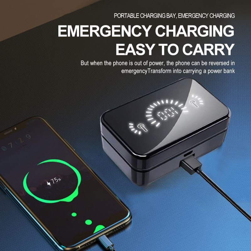 2023 F9 Bt-compatible 5.2 Noise Cancelling Headphone Tws Earphone Wireless Hands Free Earbuds Large Screen Digital Display