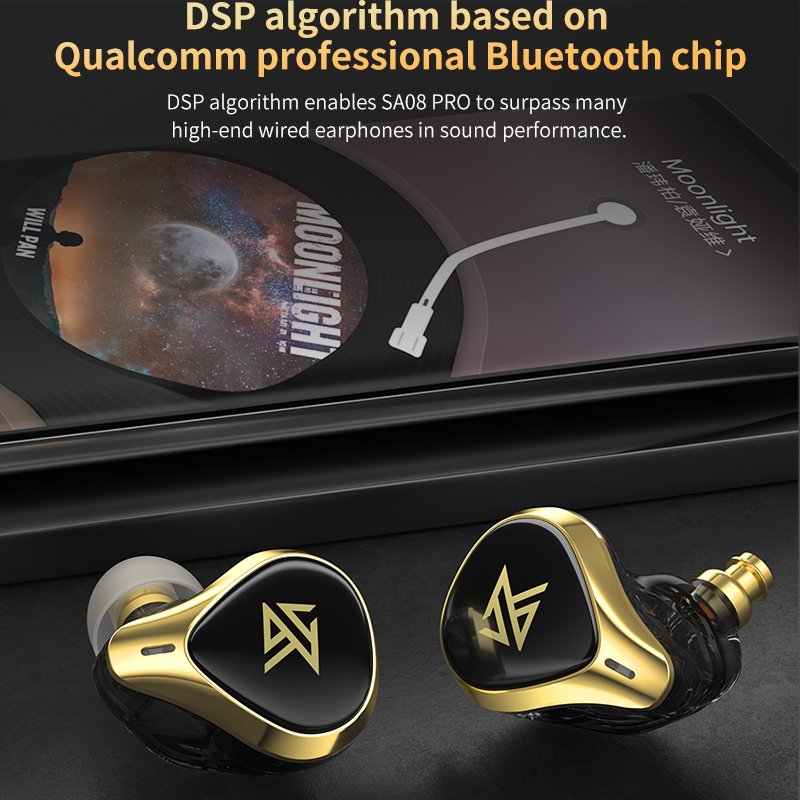 KZ SA08 PRO 4BA TWS BT 5.2 Wireless Earphone Smart Touch Noise Canceling Headsets True Wireless HIFI Monitor Headphones Black