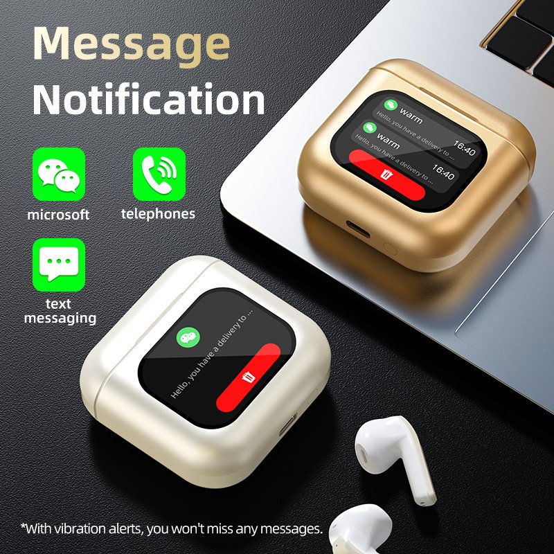 K1 TWS Smart Touch-Screen Earbuds Noise-Cancelling Wireless Earphones with MP3 Function and Mobile Phone / Earphone Positioning