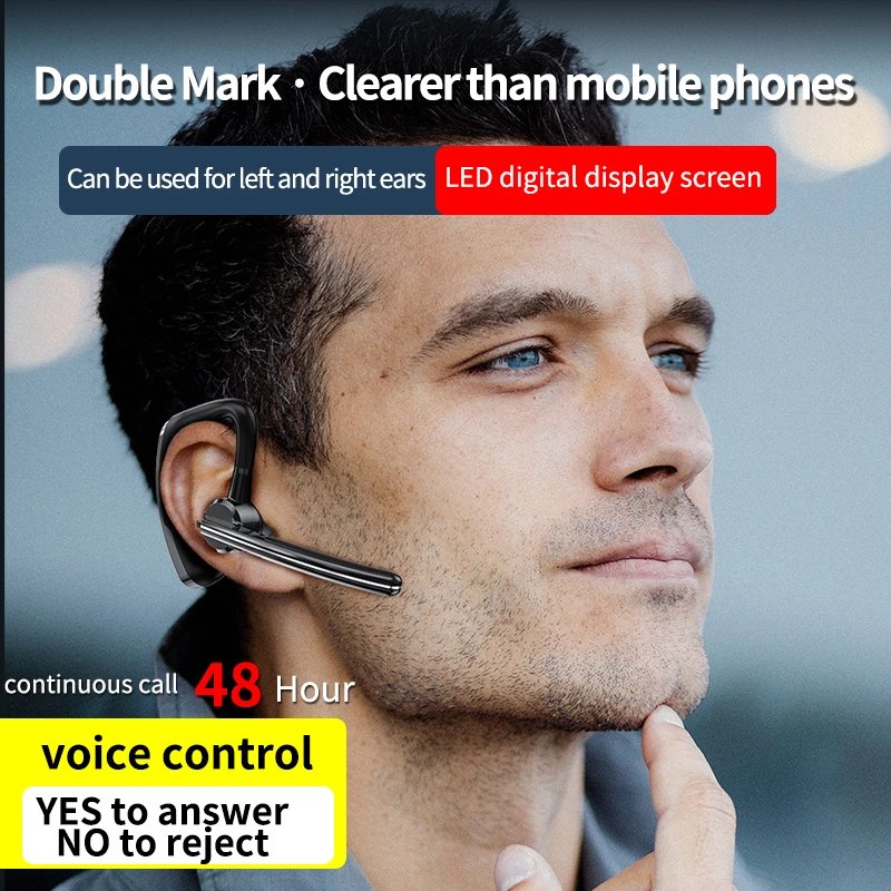 Trends 2024 New Handsfree Single Ear TWS Headset Noise Cancelling Sport Headphones for Apple Office Business Wireless Earphones