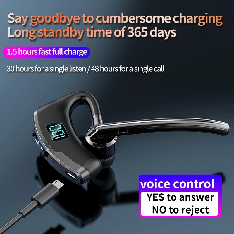 Trends 2024 New Handsfree Single Ear TWS Headset Noise Cancelling Sport Headphones for Apple Office Business Wireless Earphones