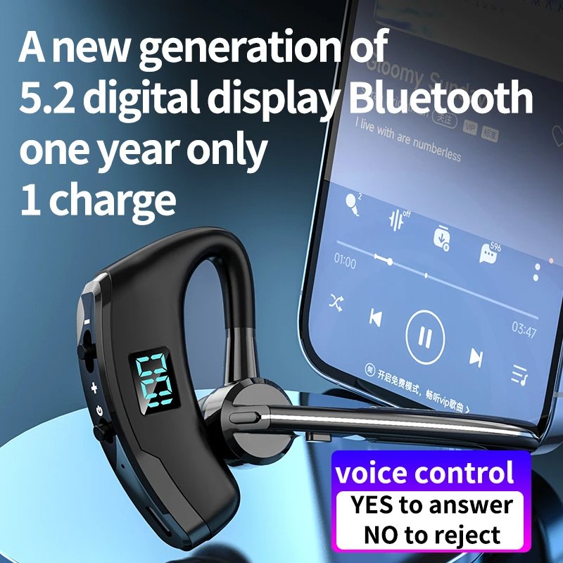 Trends 2024 New Handsfree Single Ear TWS Headset Noise Cancelling Sport Headphones for Apple Office Business Wireless Earphones