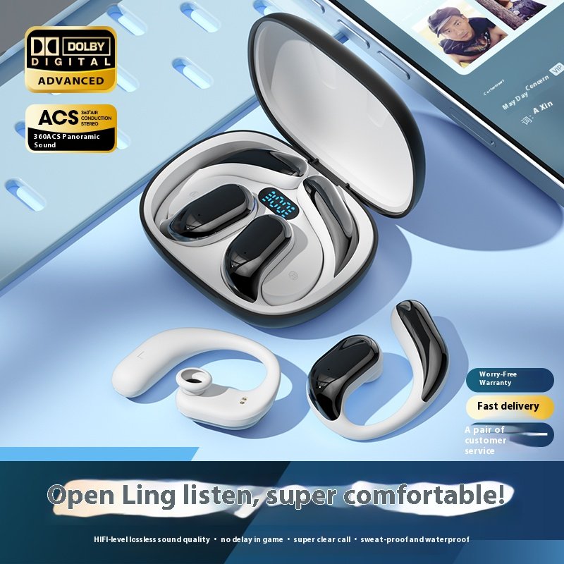 OWS Wireless Bluetooth earphones headset Digital Display Battery Indicator for Sports Running Ear-Mounted