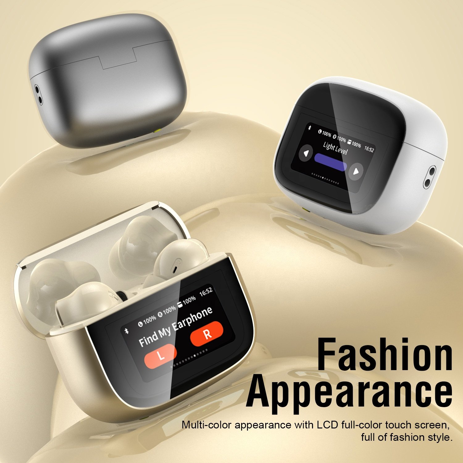 True wireless V11 tws Earphones ANC+ENC Noise-cancelling v5.4 in-ear headphone with LCD smart touch screen