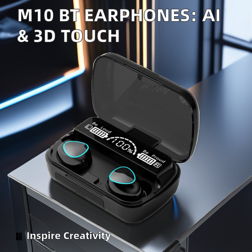 2024 M10 Wireless In-Ear Gaming Earbuds with LED Display Waterproof Power Bank Functionality Mobile Phones Computers Sports