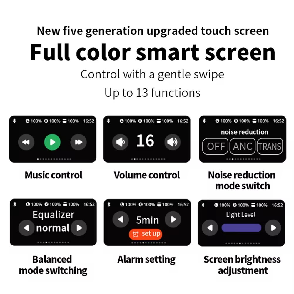 Hot Selling A9 PRO TWS Earbuds with Color LED Screen ENC Active Noise Cancelling Headset