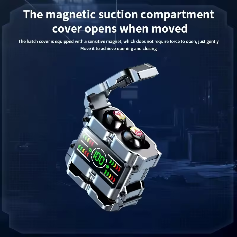 M60 Wireless Mecha Style 45ms Low Latency Gaming Earbuds 2 Pairs in One Box Couple Earphones with Music and Game Mode
