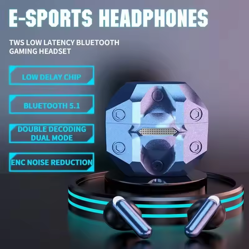 X77 Low Latency Wireless TWS Earbuds Gaming Semi-In-Ear Earphones with Game Music Dual Mode and Hifi Cd-Level Sound Quality