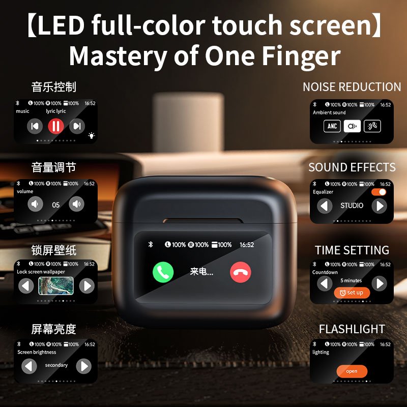 2024 Noise Canceling Wireless Earbuds LX-20 Earphone with Display ANC&ENC BT 5.3 TWS in-Ear Headphones for Music and Call