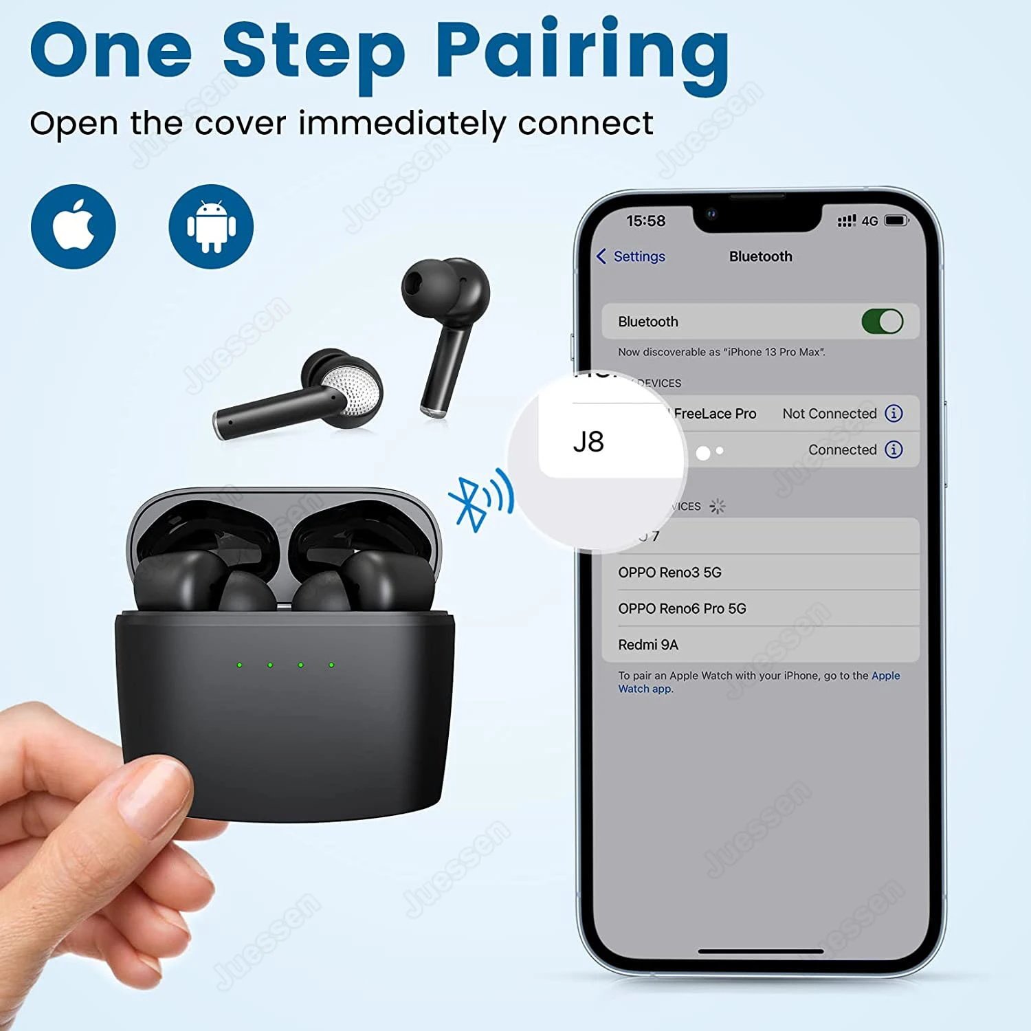 ROCXF 2024 New Mobile J8 BT 5.4 Wireless Sterio Earbuds Earphone Headphone Accessories TWS ANC ENC Noise Canceling Earheast