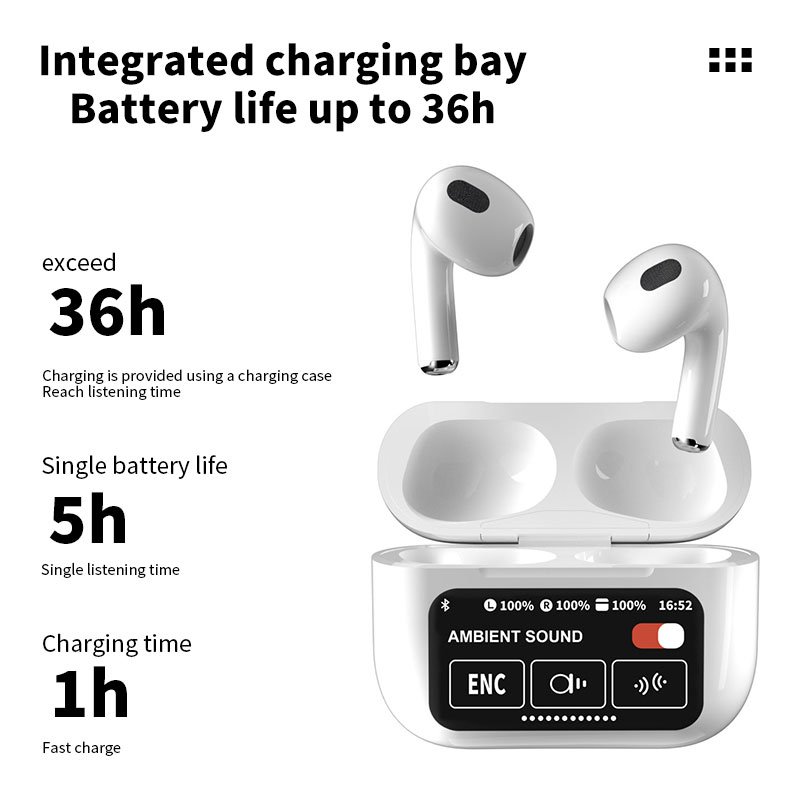Popular BT Earbuds Music Earphones LCD Color Touch Screen Headphones Noise Cancelling Wireless Earphone A10 A11 A12 Pro