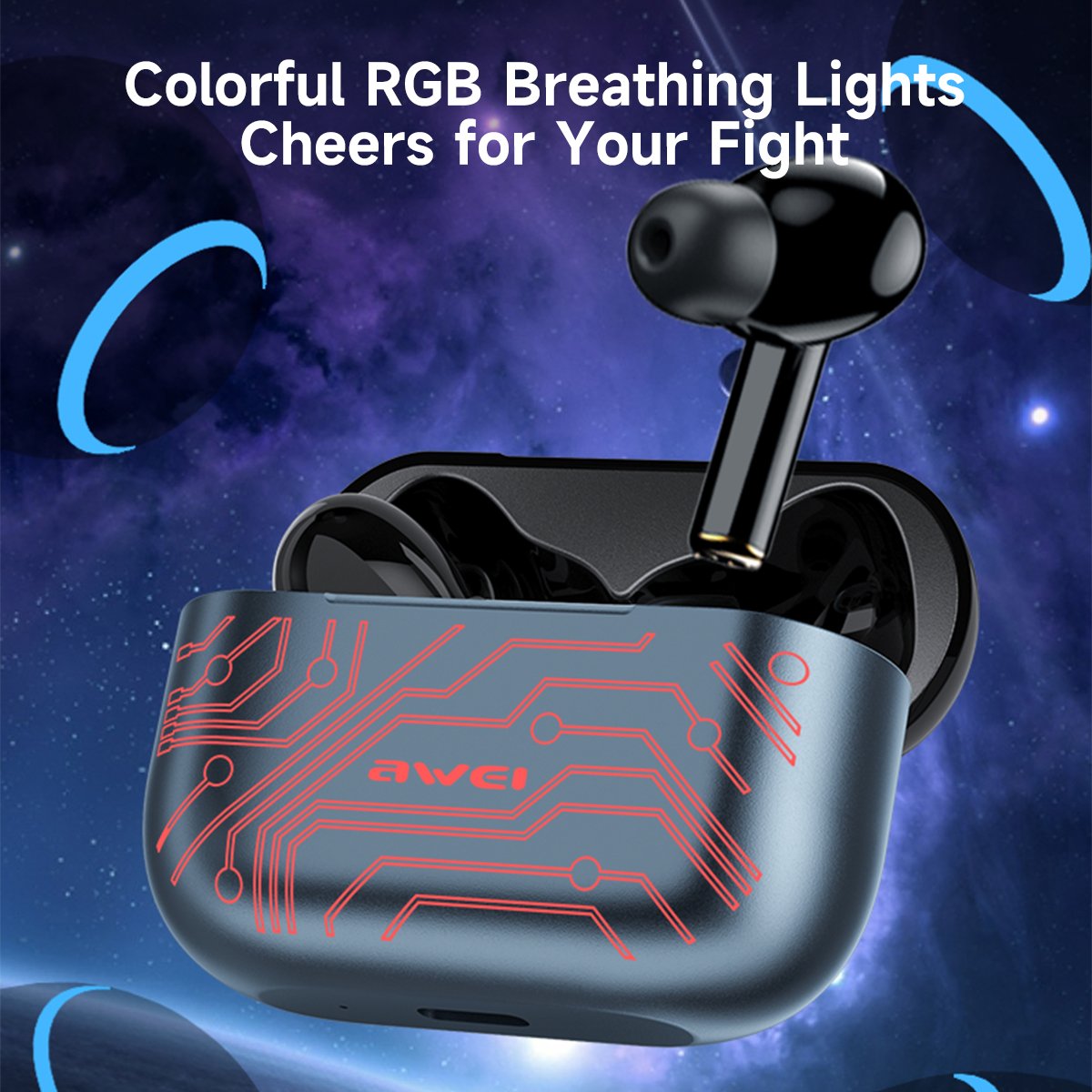 Awei Latest OEM Wireless Earphone Gaming Cool Earbuds T29 Pro TWS Earbuds With RGB LED Light