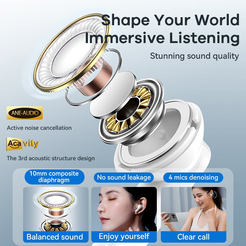 Best Seller ANC TWS High Bass Music Earbuds With Noise Cancellation Wireless Waterproof Earbuds