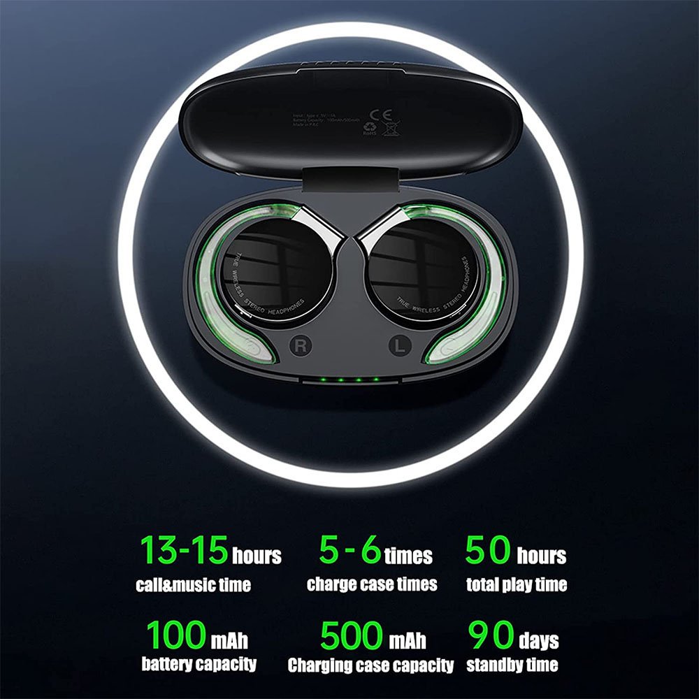 New F2 TWS Bluetooth Earphones With Microphones Sport Ear Hook LED Display Wireless Headphones Stereo Earbuds For Xiaomi Huawei