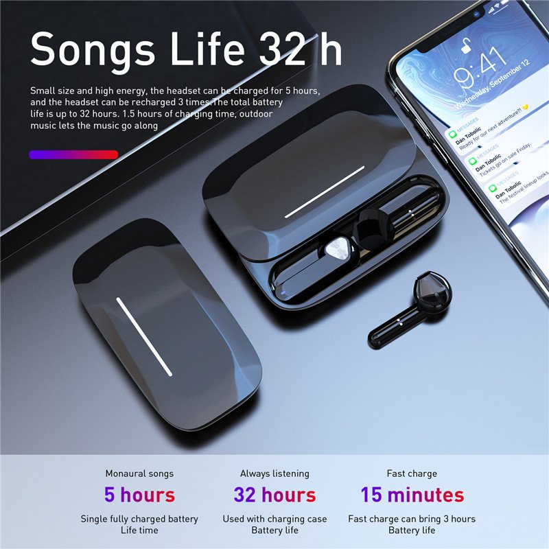 Dropshipping TWS Wireless BT V5.0 Earphones Microphone Charging Box Charger Mini Stereo Sport Wireless Earbuds BE36
